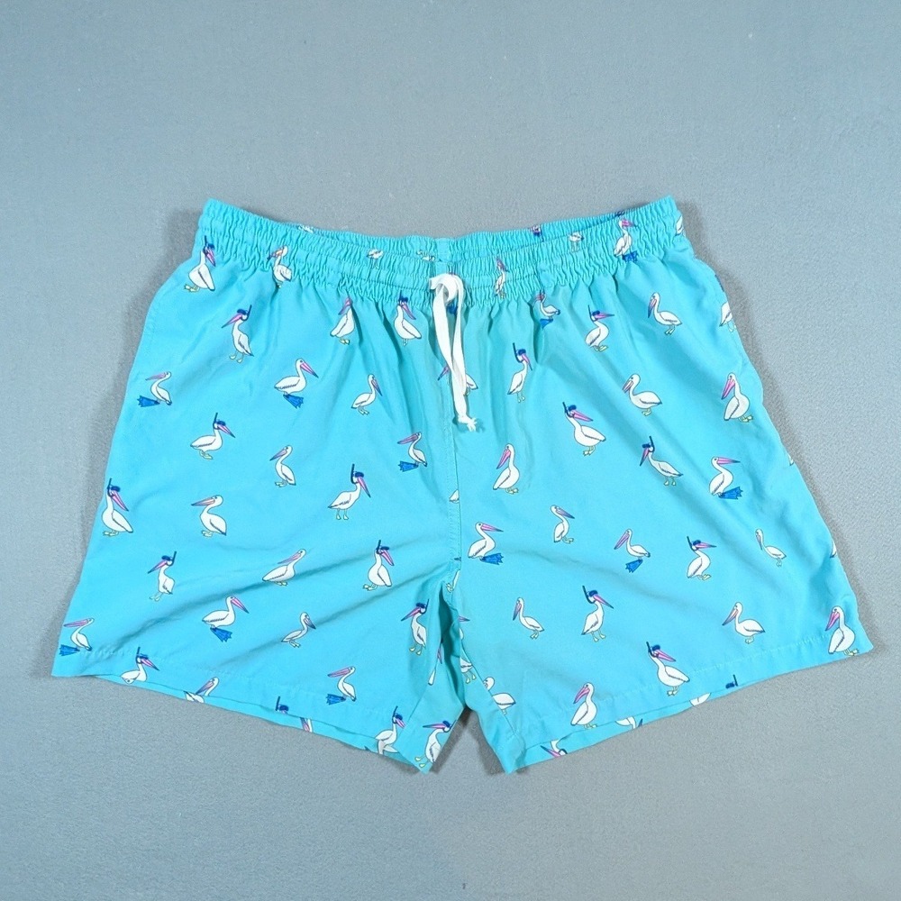 Chubbies Swim Trunks Mens 2XL Turquoise Pelican Snorkel Print 5.5 Inch Inseam